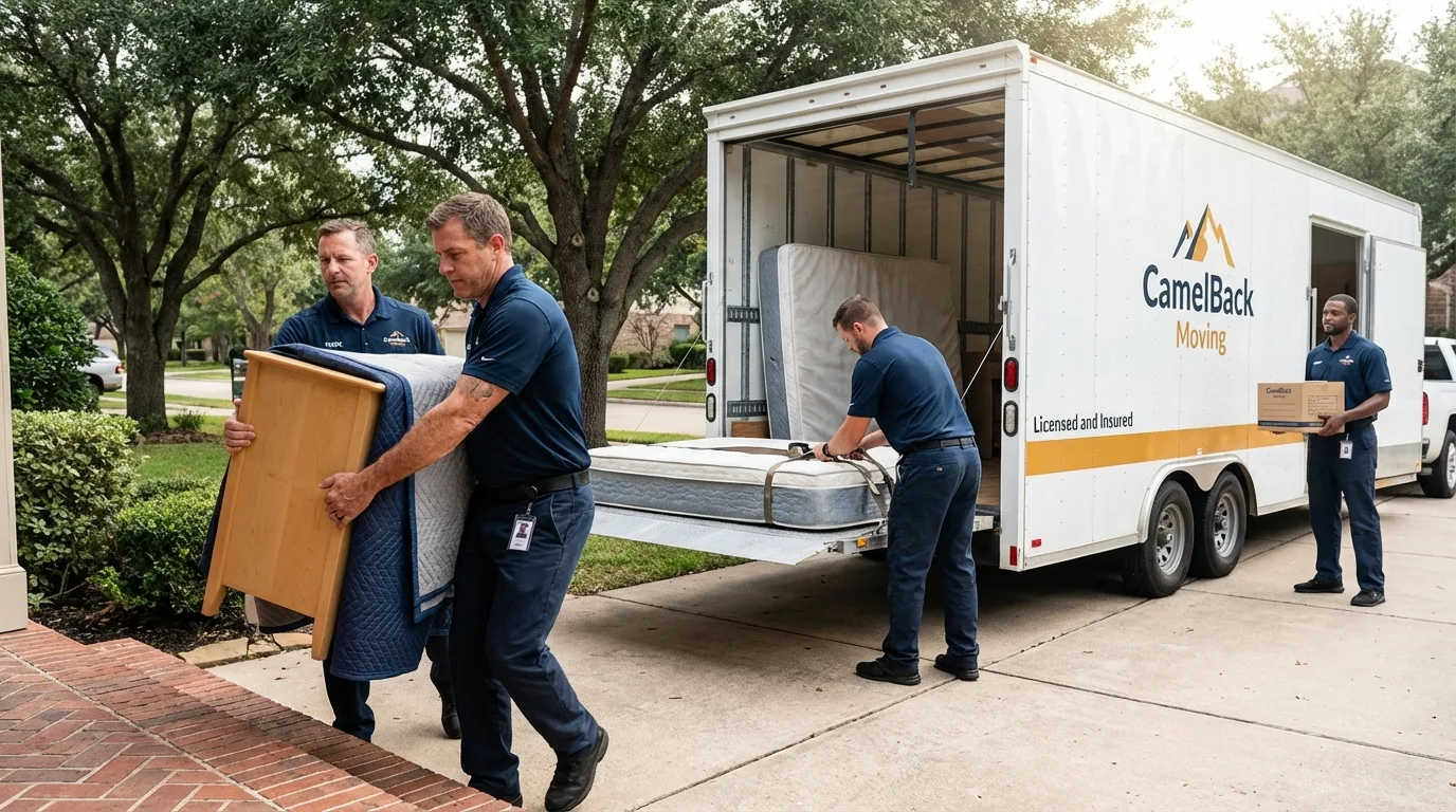 Crew loading residential truck for cross-state move from Collegedale, TN