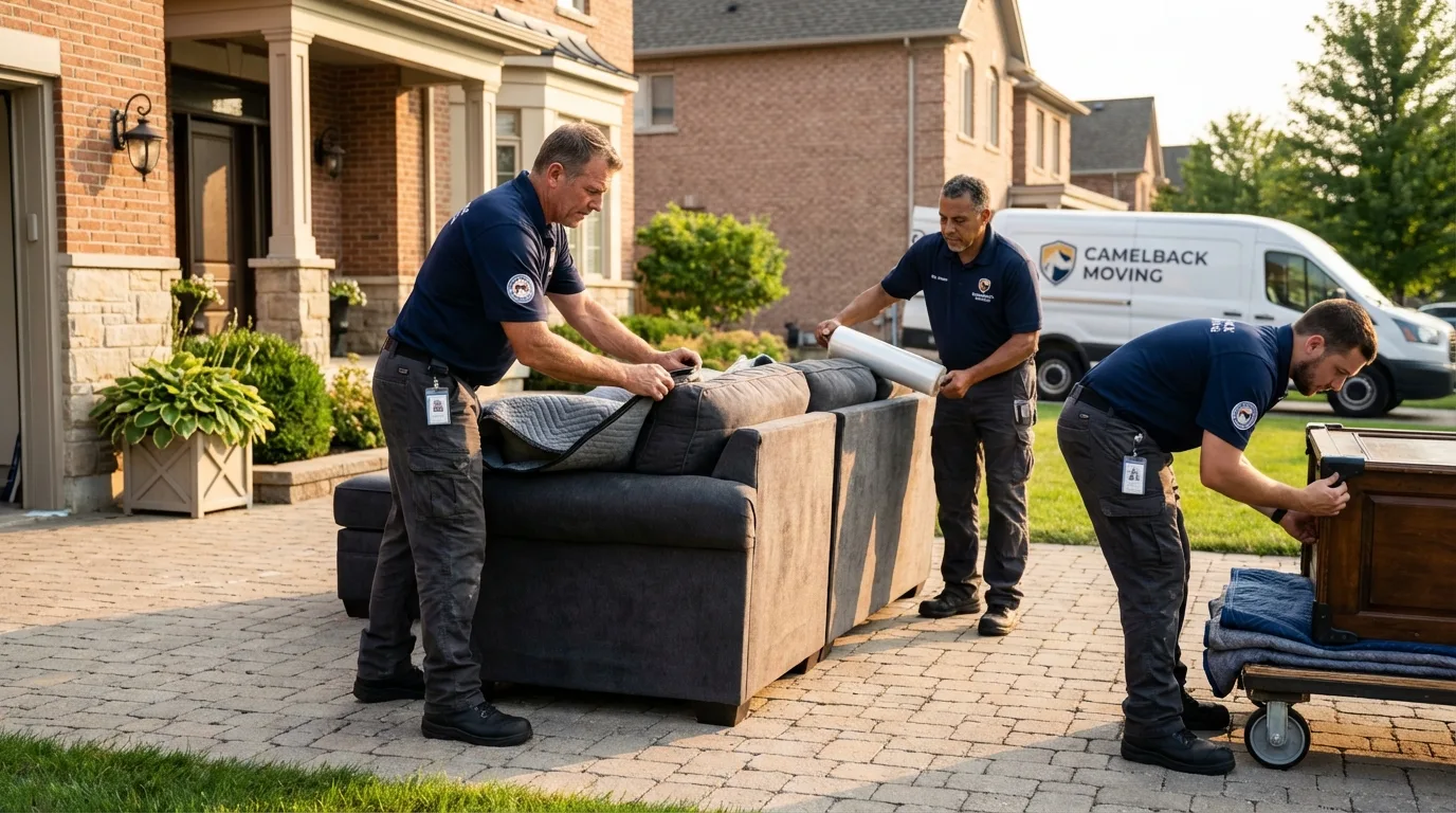 Large estate moving crew wrapping furniture in Collegedale, TN