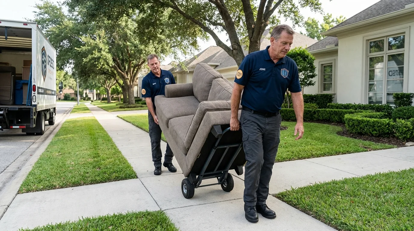 Local residential moving crew loading furniture in Collegedale, TN
